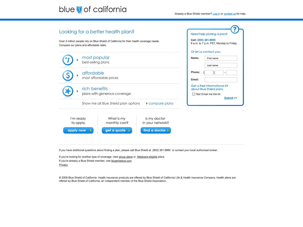 Blue Shield CA Plans Home Page