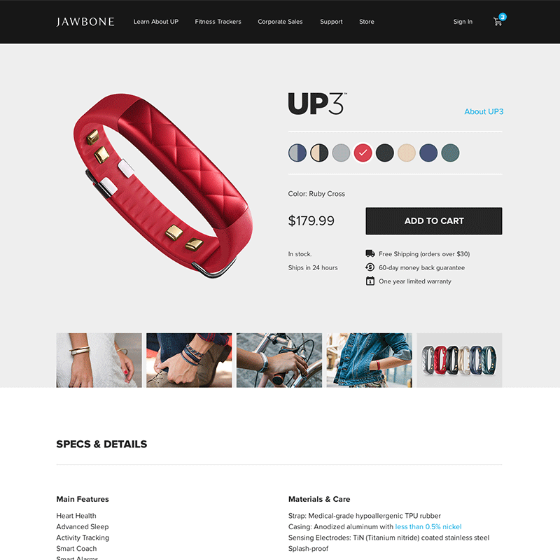Jawbone Product Buy Page: UP3