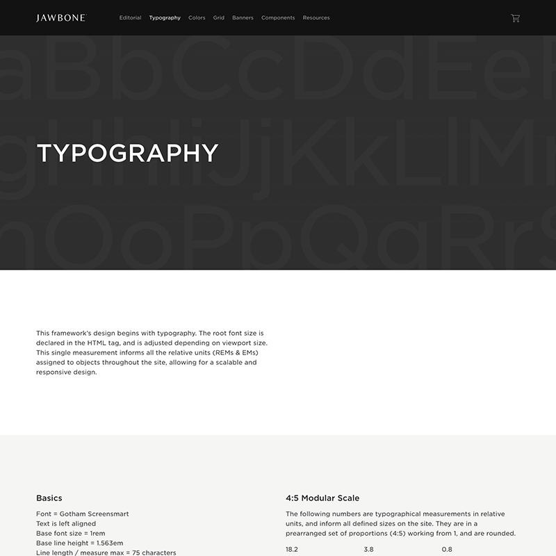 Jawbone design system: typography