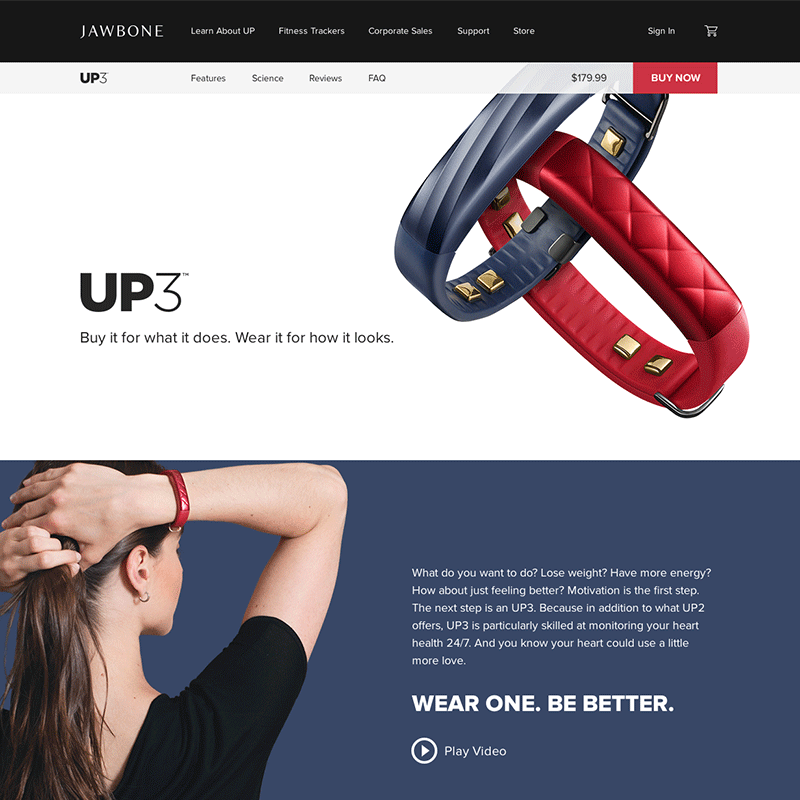 Jawbone Product Page: UP3