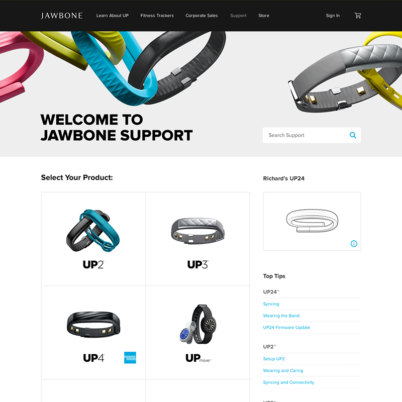 Jawbone support home