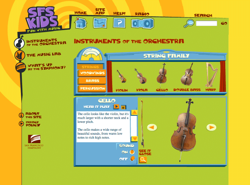 SFS Kids instruments of the orchestra